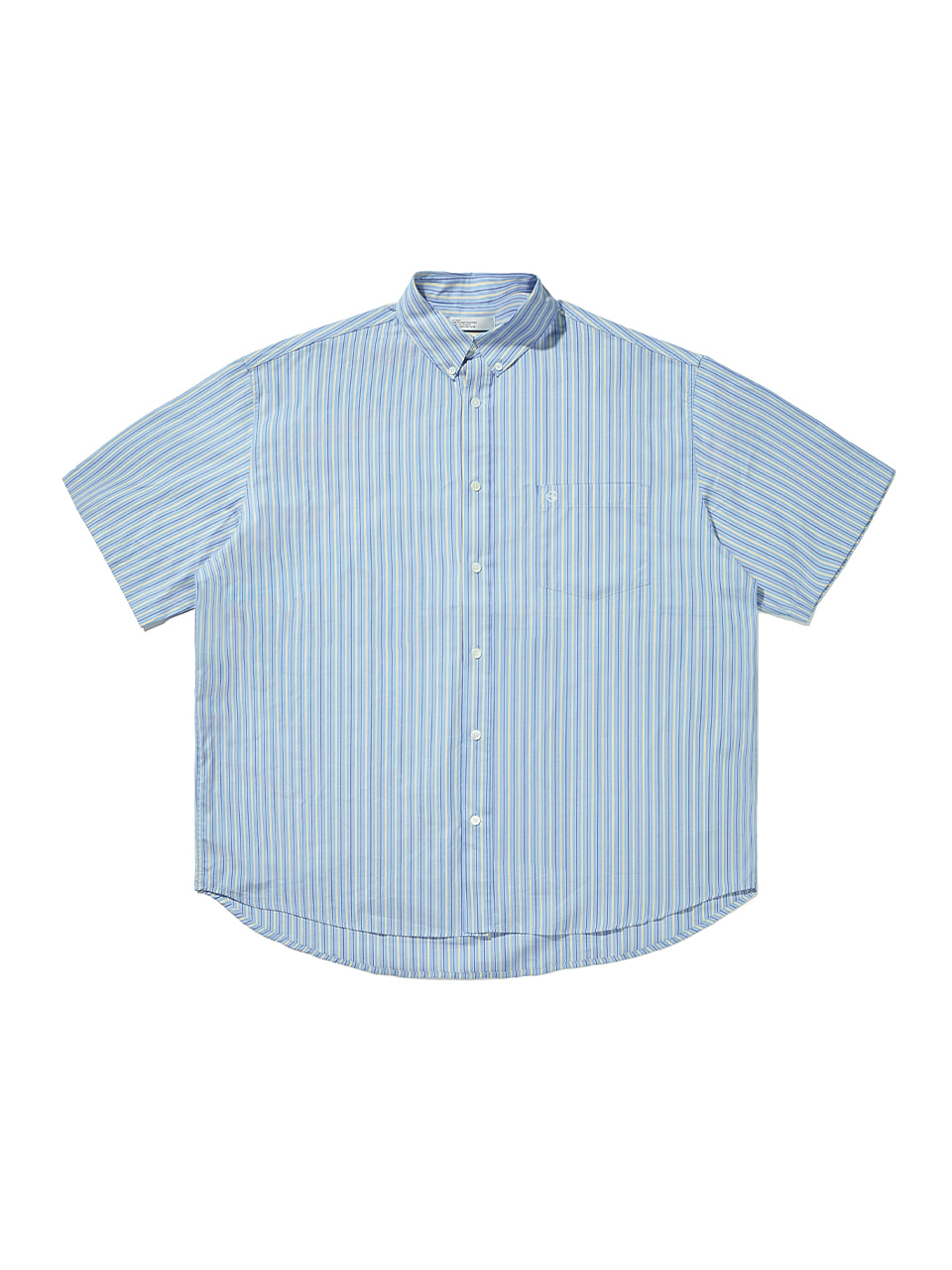 SOUNDSLIFE - [Japan Fabric] Back Loop Short Sleeve Stripe Shirt Sky Blue