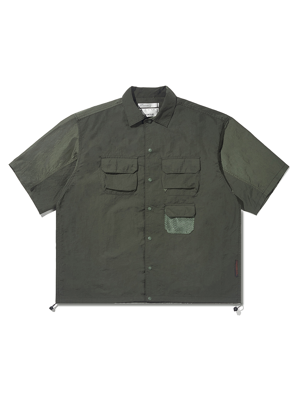 SOUNDSLIFE - Utility Mesh Pocket Short Sleeve Shirt Khaki