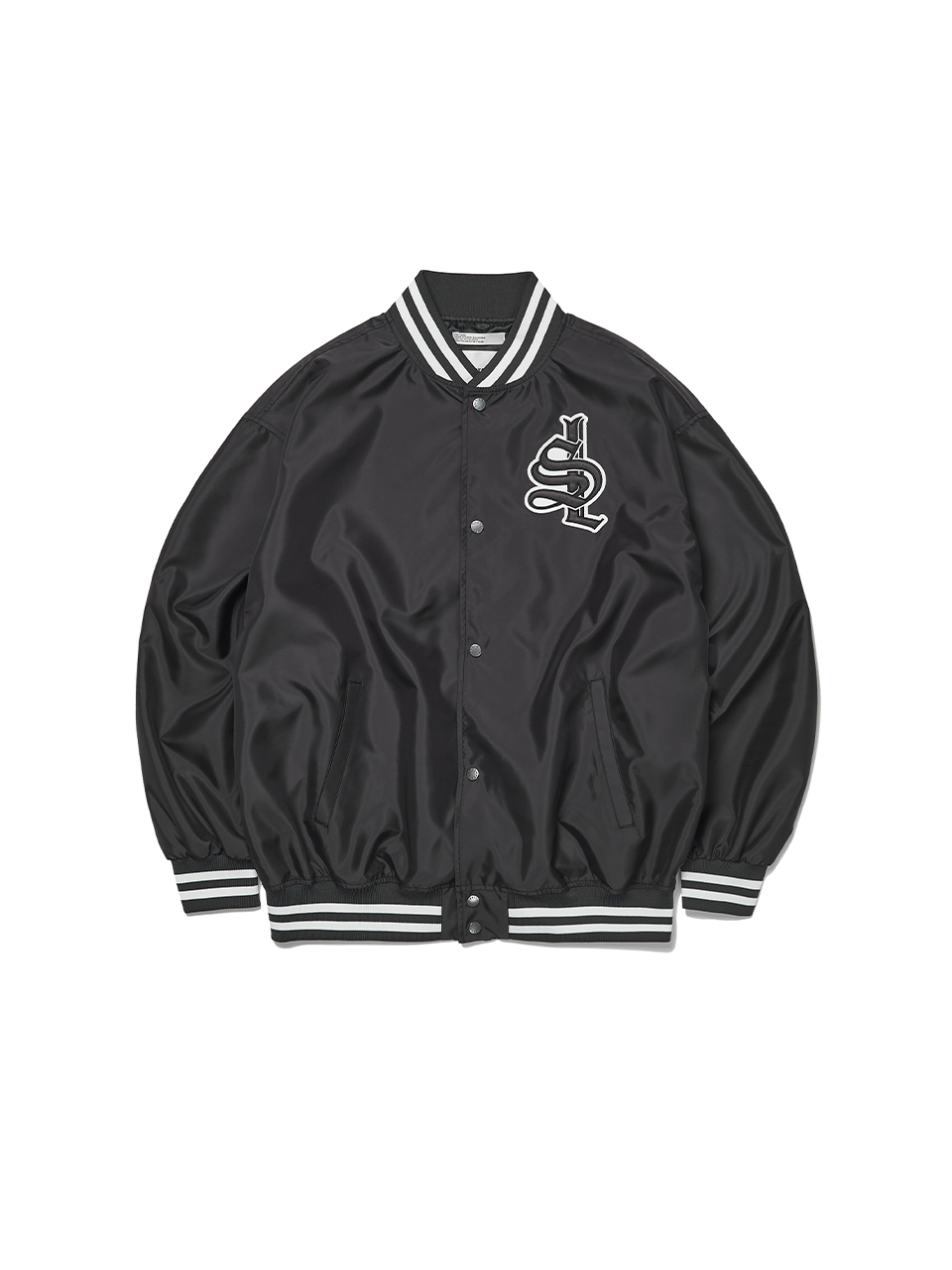 SOUNDSLIFE - SL Logo Satin Baseball Jacket Charcoal