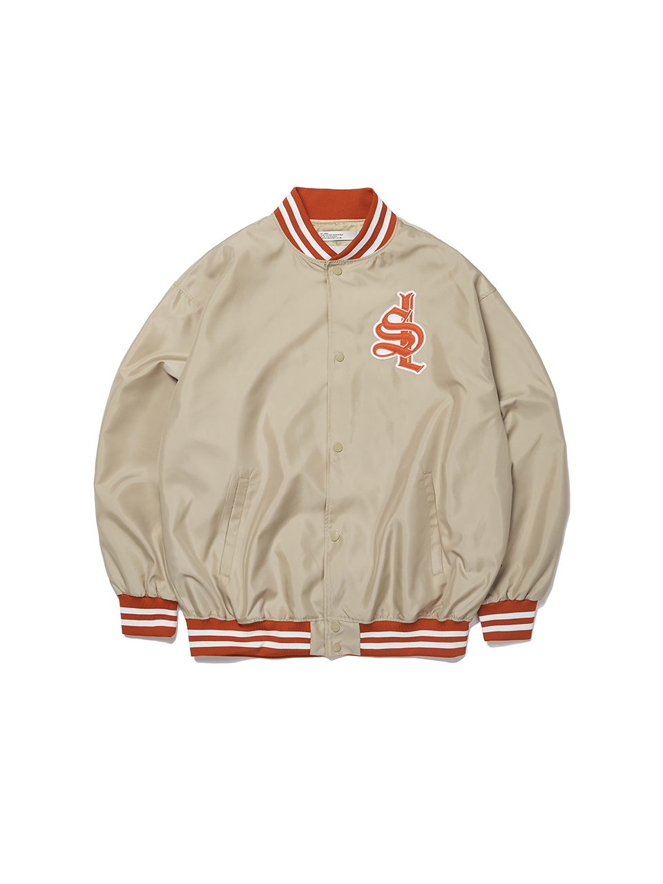SOUNDSLIFE - SL Logo Satin Baseball Jacket Beige