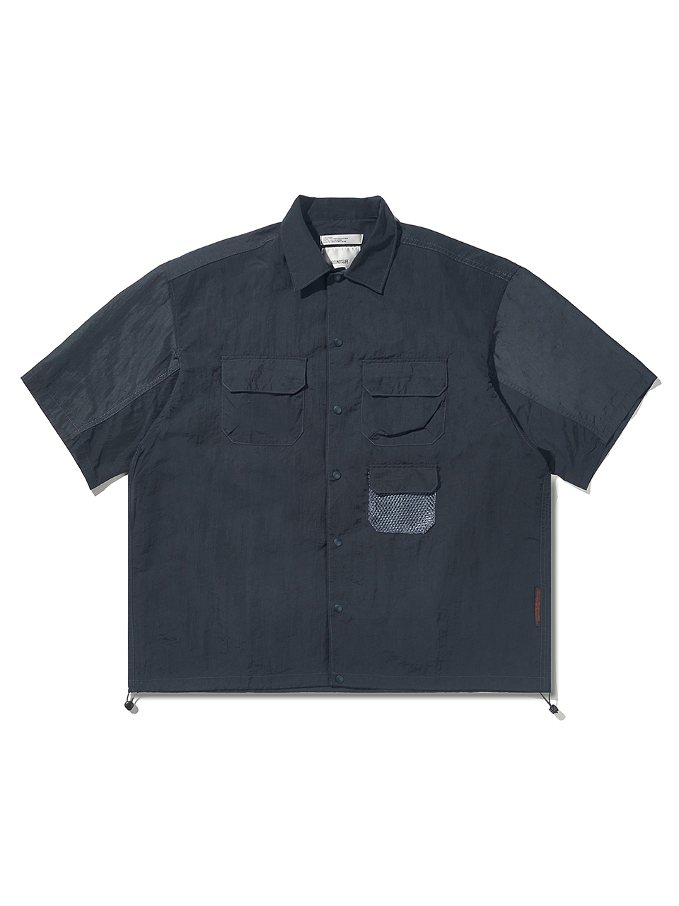 SOUNDSLIFE - Utility Mesh Pocket Short Sleeve Shirt Charcoal